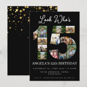 look who's 15 Customizable Photo Collage sign Invitation