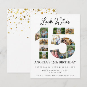 look who's 15 Customizable Photo Collage sign Invitation