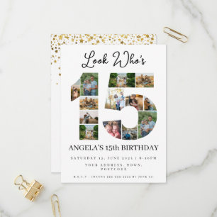 look who's 15 Customizable Photo Collage sign Invitation Postcard