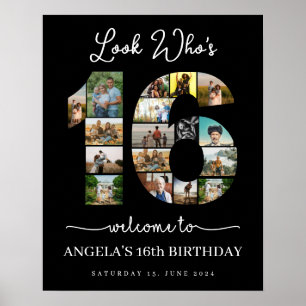 look who's 16 Customizable Photo Collage sign