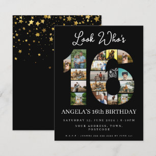 look who's 16 Customizable Photo Collage sign Invitation