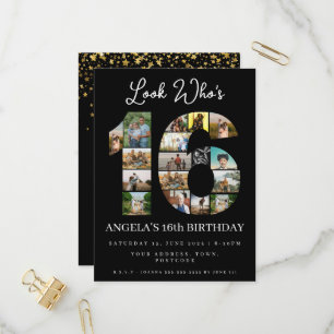 look who's 16 Customizable Photo Collage sign Invitation Postcard