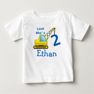 Look Who's 1 2 3 Second Birthday Construction Car Baby T-Shirt