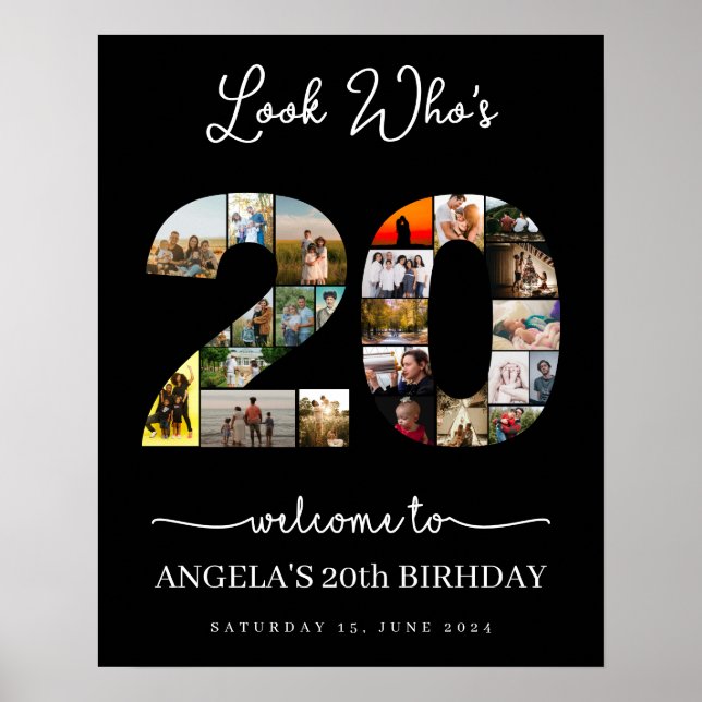 look who's 20 years old today birthday photos poster (Front)