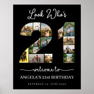 look who's 21 Customizable Photo Collage sign