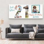 Look Who's 21 Photo Collage 21st Birthday Party Banner<br><div class="desc">Custom 21st birthday banner which you can personalize with a name and some of your favourite photos. The photo template displays your pictures in a photo collage which forms the number 21 as well as one main square picture. The design reads "look who's 21 .. Happy Birthday [your name]".</div>