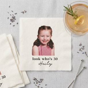 Look who's 30 Childhood Photo Birthday Napkin