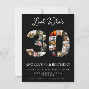 look who's 30 Customizable Photo Collage sign Invitation
