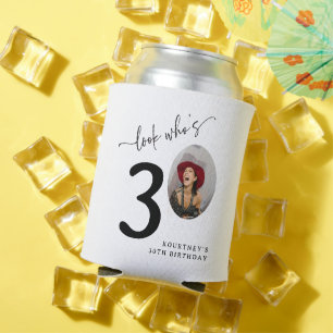 Look Who's 30! Modern Photo 30th Birthday Can Cooler