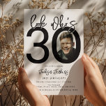 Look who's 30 | Photo 30th Birthday Invitation<br><div class="desc">Celebrate the big 3-0 in style with our customizable and chic 30th birthday invitation! This cleanly designed invitation plays with bold, black typography and a classic white background to emphasize the milestone you've reached. Incorporate your favourite photo into the design, tucked within the zero of '30', setting a personal and...</div>