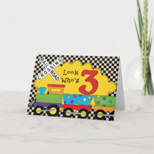 Look Who's 3 Birthday Train Cards