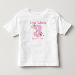 Look who's 3 pink dragonfly t-shirt