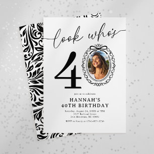 Look Who's 40! Elegant 40th Birthday Photo Invitation