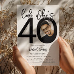 Look who's 40 | Photo 40th Birthday Invitation<br><div class="desc">Celebrate the big 4-0 in style with our customizable and chic 40th birthday invitation! This cleanly designed invitation plays with bold, black typography and a classic white background to emphasize the milestone you've reached. Incorporate your favourite photo into the design, tucked within the zero of '40', setting a personal and...</div>