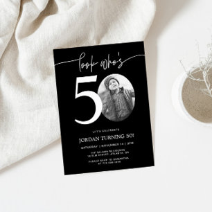 Look Who's 50   Black 50th Birthday Invite
