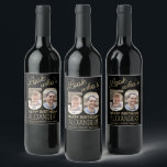 Look Who's 50 Black & Gold 2 Photo Birthday Party Wine Label<br><div class="desc">Look who's 50! Add an elegant personalized touch to 50th birthday party decorations for him or her with custom photo black and gold wine bottle labels. The pictures and wording on this template are simple to customize. (IMAGE PLACEMENT TIP: An easy way to position a photo exactly how you want...</div>