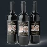 Look Who's 50 Black & Gold 2 Photo Birthday Party Wine Label<br><div class="desc">Look who's 50! Add an elegant personalized touch to 50th birthday party decorations for him or her with custom photo black and gold wine bottle labels. The pictures and wording on this template are simple to customize. (IMAGE PLACEMENT TIP: An easy way to position a photo exactly how you want...</div>