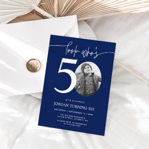 Look Who's 50 Navy 50th Birthday Invite