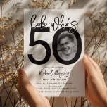 Look who's 50 | Photo 50th Birthday Invitation<br><div class="desc">Celebrate the big 5-0 in style with our customizable and chic 50th birthday invitation! This cleanly designed invitation plays with bold, black typography and a classic white background to emphasize the milestone you've reached. Incorporate your favourite photo into the design, tucked within the zero of '50', setting a personal and...</div>