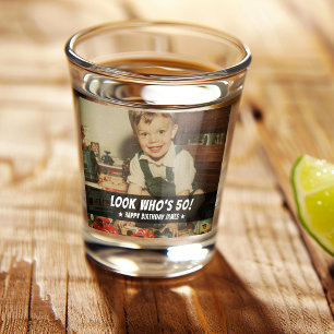 Look Who's 50 Retro Birthday Party Favour Photo Shot Glass