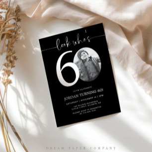 Look Who's 60   Black 60th Birthday Invite