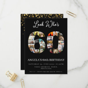 look who's 60 Customizable Photo Collage  Invitation Postcard