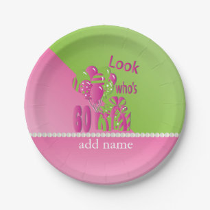 Look Who's 60 in Pink - 60th Birthday Paper Plate