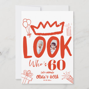 Look Who's 60 Invite! Modern Photo 60th Birthday Invitation
