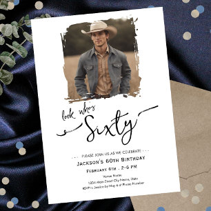 Look Who's 60 Minimal Photo Birthday Invitation