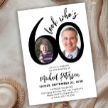 Look who's 60 modern photo 60th birthday party invitation<br><div class="desc">Trendy bold typography Look Who's sixty funny 60th birthday party invitation with 2 photos and modern script. Easy to personalize with your details and pictures.</div>
