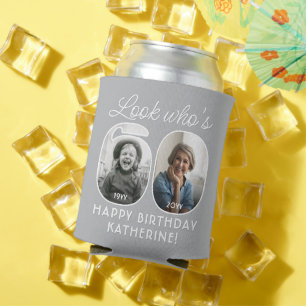 Look Who's 60 Modern Photo Numbers Birthday Party Can Cooler