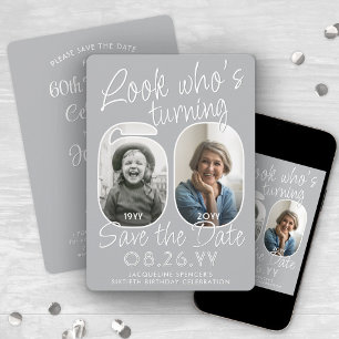 Look Who's 60 Modern Photo Numbers Birthday Party Save The Date