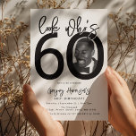 Look who's 60 | Photo 60th Birthday Invitation<br><div class="desc">Celebrate the big 6-0 in style with our customizable and chic 60th birthday invitation! This cleanly designed invitation plays with bold, black typography and a classic white background to emphasize the milestone you've reached. Incorporate your favourite photo into the design, tucked within the zero of '60', setting a personal and...</div>