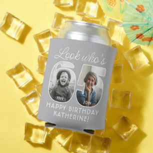 Look Who's 65 Modern Photo Numbers Birthday Party Can Cooler