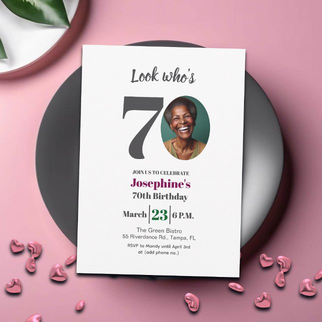Look who's 70! Birthday Party Photo Invitation (Creator Uploaded)