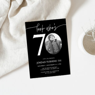 Look Who's 70 Black 70th Birthday Invite