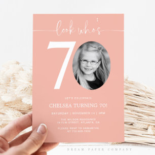 Look Who's 70 Pink 70th Birthday Invite