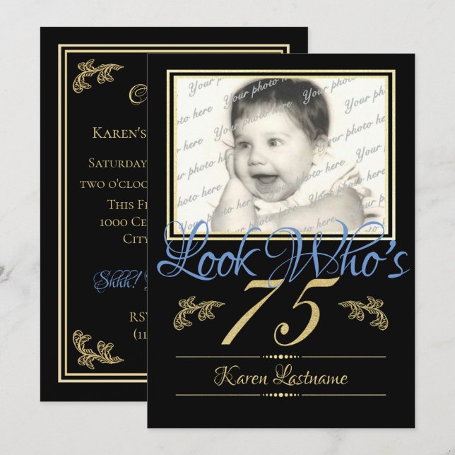 Look Who's 75 Photo Invitation (Front/Back)