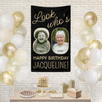 Look Who's 80 Black & Gold 2 Photo Birthday Party