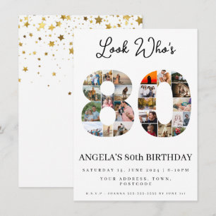 look who's 80 Customizable Photo Collage  Invitation