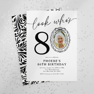 Look Who's 80! Elegant 80th Birthday Photo Invitation