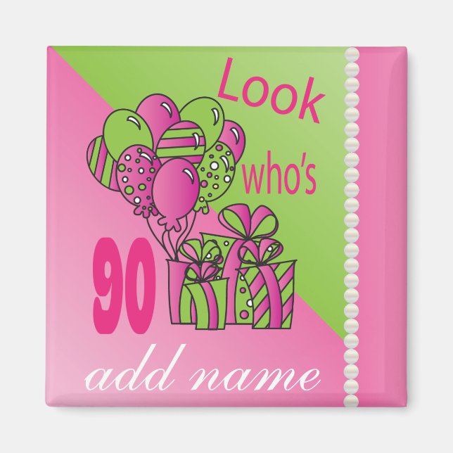 Look Who's 90 | 90th Birthday - Pink Magnet (Front)