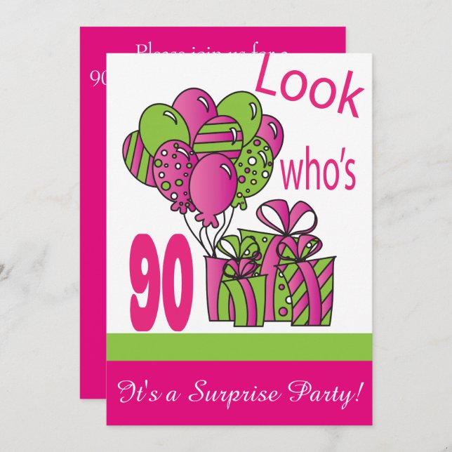 Look Who's 90 | 90th Surprise Birthday Invitation (Front/Back)