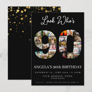 look who's 90 Customizable Photo Collage  Invitation