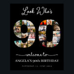 look who's 90 Customizable Photo Collage sign<br><div class="desc">Celebrate turning 90 with a custom photo montage poster from The Arty Apples. This personalized poster highlights treasured memories,  making it a special keepsake for a significant milestone birthday.</div>
