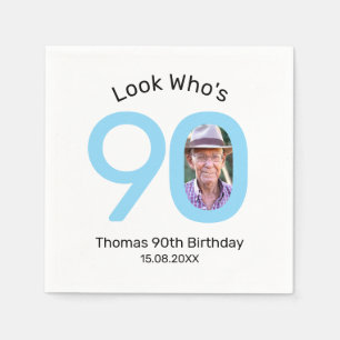 Look Who's 90 Photo 90th Birthday Party Napkin