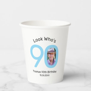 Look Who's 90 Photo 90th Birthday Party Paper Cups
