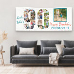 Look Who's 90 Photo Collage 90th Birthday Party Banner<br><div class="desc">Custom 90th birthday banner which you can personalize with a name and some of your favourite photos. The photo template displays your pictures in a photo collage which forms the number 90 as well as one main square picture. The design reads "look who's 90 .. Happy Birthday [your name]".</div>