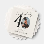 Look Who's Age - Personalized Milestone Birthday  Napkin<br><div class="desc">Celebrate in style with fun birthday napkins featuring a big number design. Customize the age,  name,  and photo to make it perfect for any milestone birthday.</div>