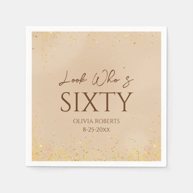 Look Who's Elegant Gold Birthday Party Napkin (Front)
